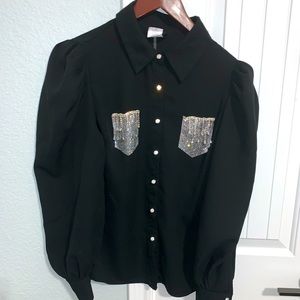 Women's diamond dress shirt fancy